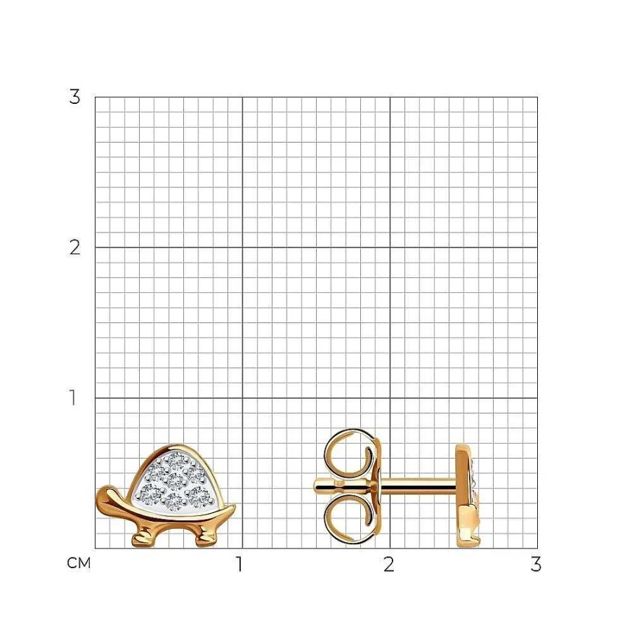 Ohrringe Zolotoy | Paar Ohrstecker Mit Zirkonia | 585 Rotgold - Schildkr Te