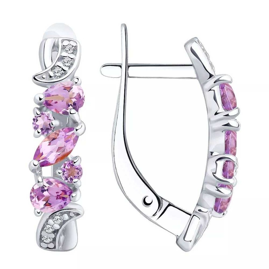 Ohrringe Zolotoy | Damen Ohrringe Mit Amethyst Zirkonia Silber 925