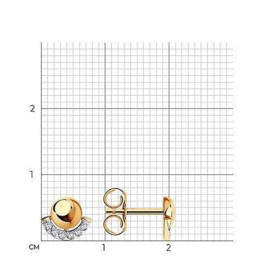 Ohrringe Zolotoy | Paar Ohrstecker Mit Zirkonia | 585 Rotgold