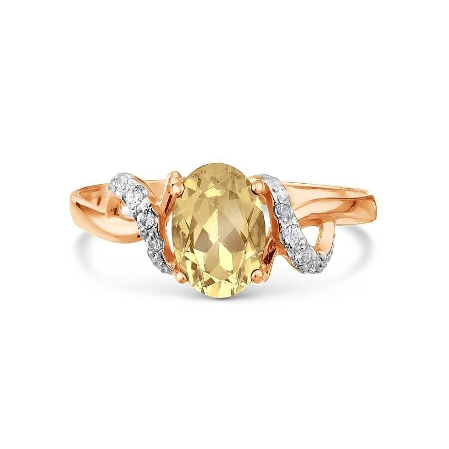 Ringe Zolotoy | Damen Ring 585 Rotgold Citrin Zirkonia