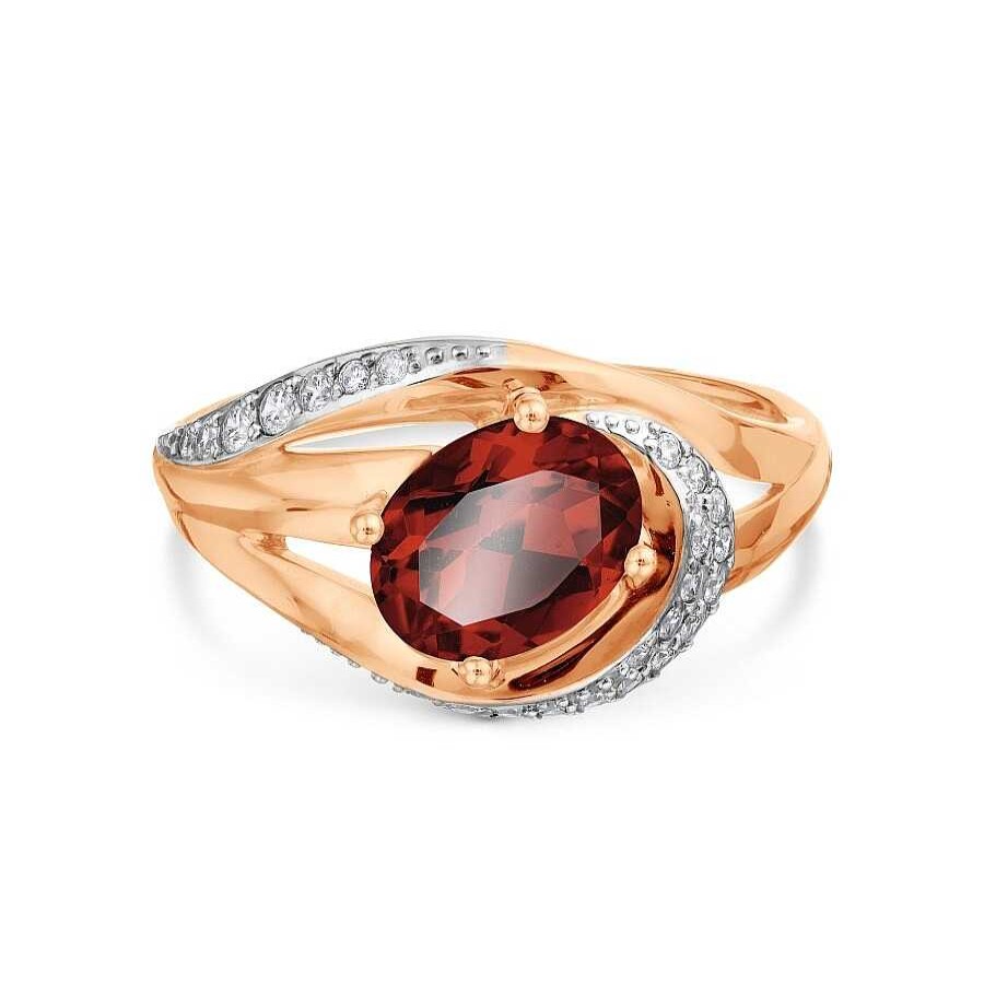 Ringe Zolotoy | Damen Ring 585 Rotgold Granat Zirkonia