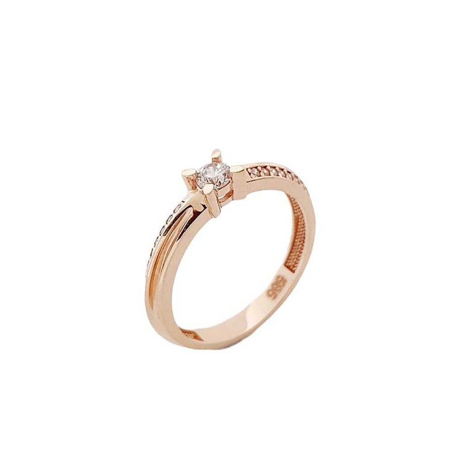 Ringe Zolotoy | Damen Ring 585 Rotgold Zirkonia Verlobungsring