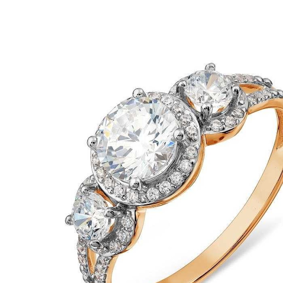 Ringe Zolotoy | Damen Ring 585 Rotgold Mit Zirkonia Und Diamanten