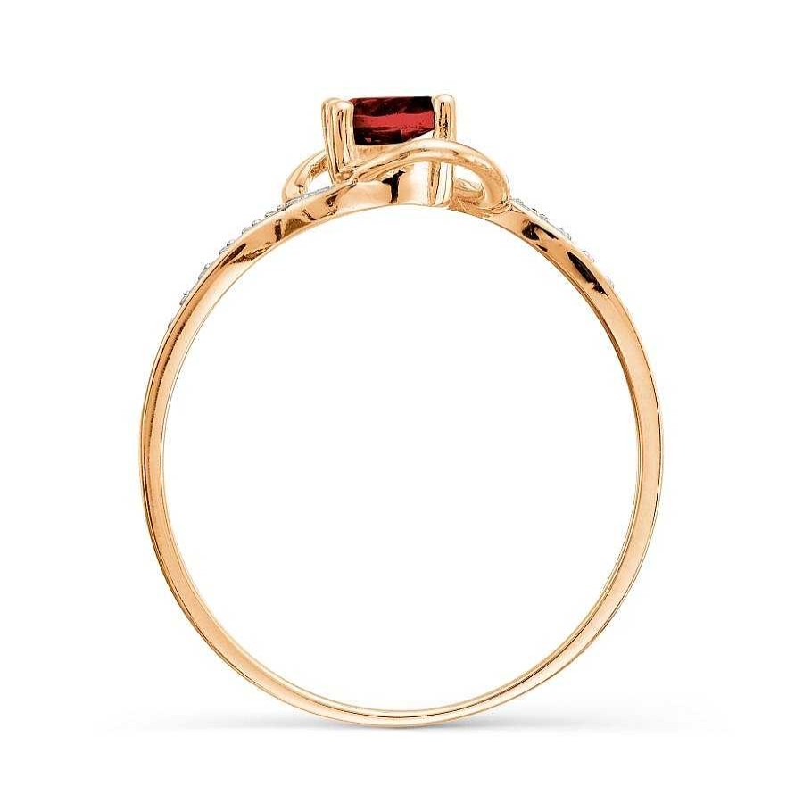 Ringe Zolotoy | Damen Ring 585 Rotgold Granat Und Zirkonia