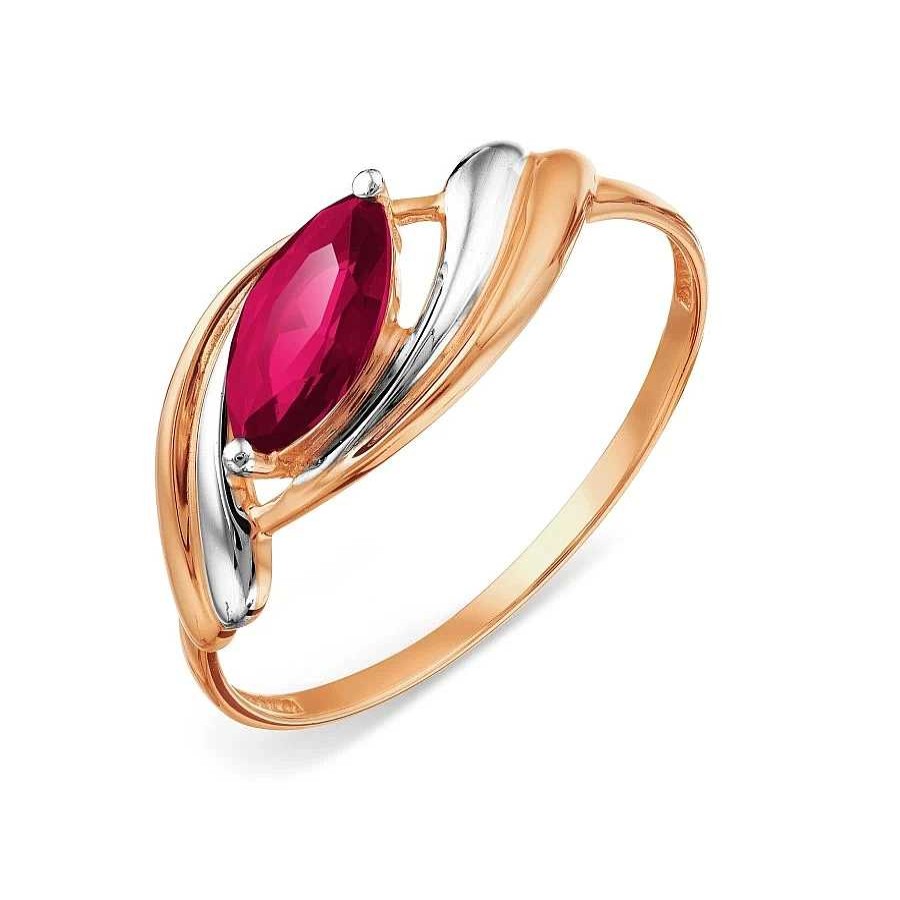 Ringe Zolotoy | Damen Ring 585 Rotgold Rubin Bicolor