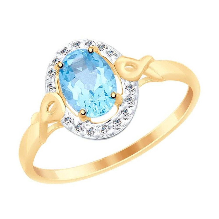 Ringe Zolotoy | Damen Ring Mit Topas Und Zirkonia | 375 Rotgold