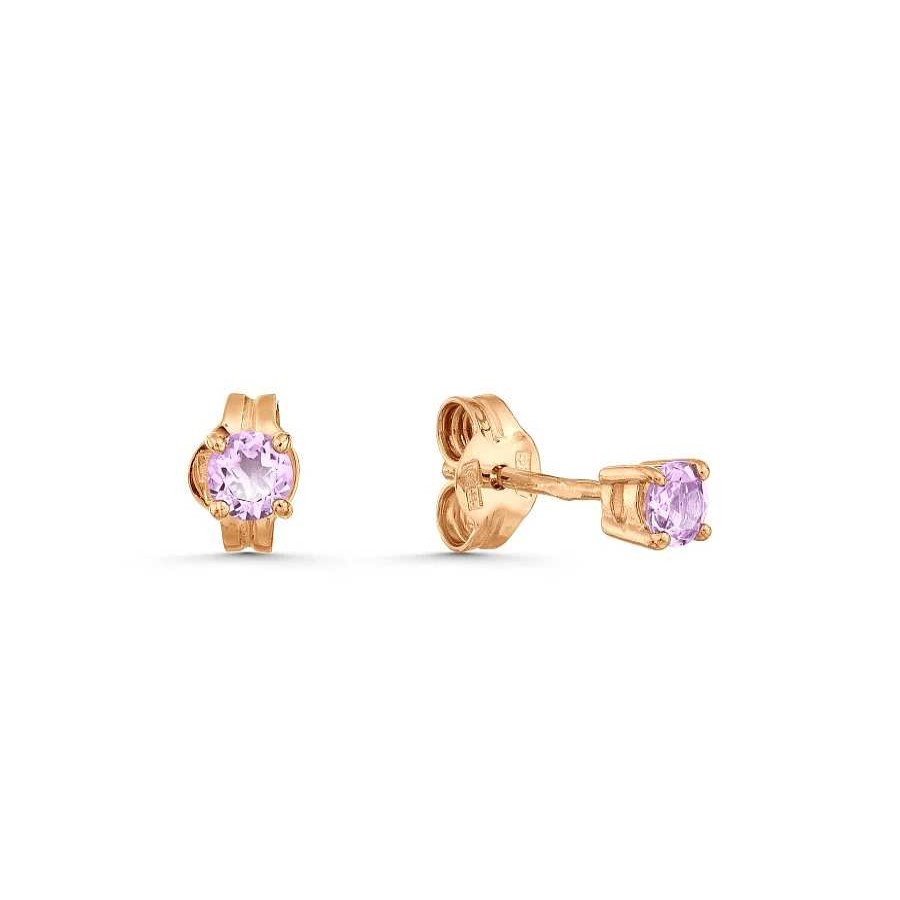 Ohrringe Zolotoy | Paar Ohrstecker 585 Rotgold Mit Amethyst