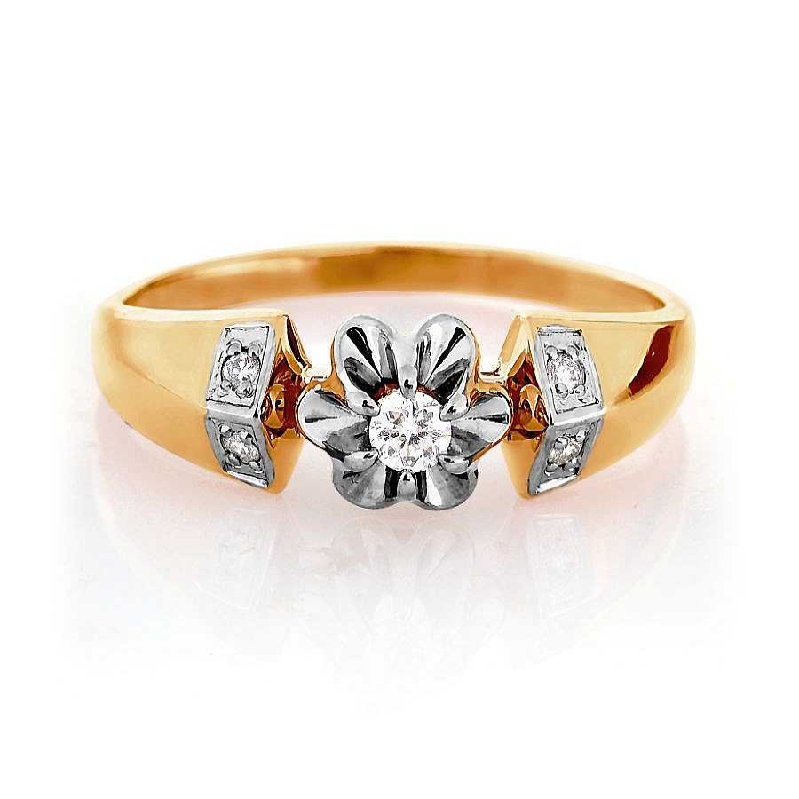 Ringe Zolotoy | Damen Ring 585 Rotgold Brillanten Bicolor