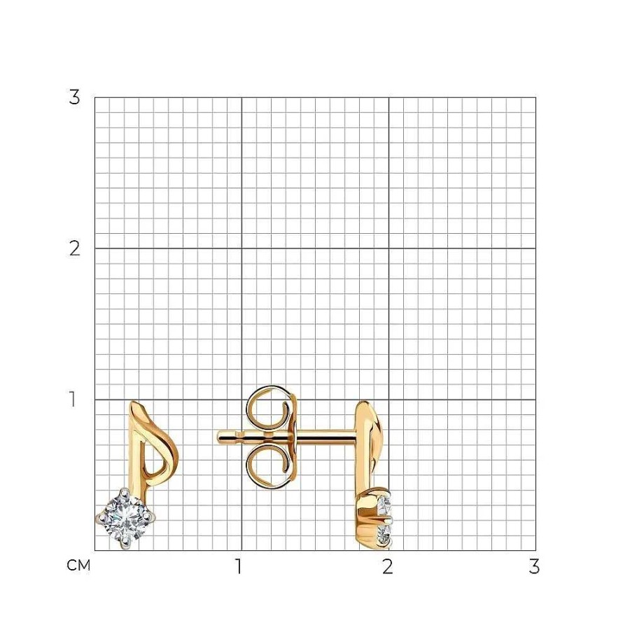 Ohrringe Zolotoy | Paar Ohrstecker Mit Zirkonia | 585 Rotgold