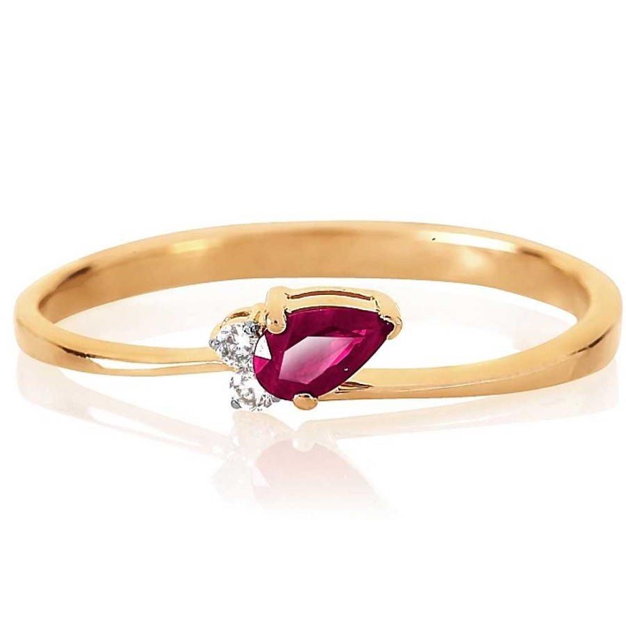 Ringe Zolotoy | Damen Ring 585 Rotgold Brillant Rubin Verlobungsring