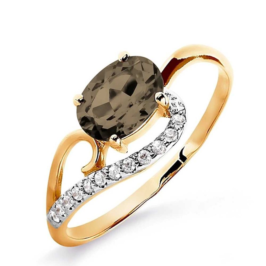 Ringe Zolotoy | Damen Ring 585 Rotgold Rauchtopas Zirkonia