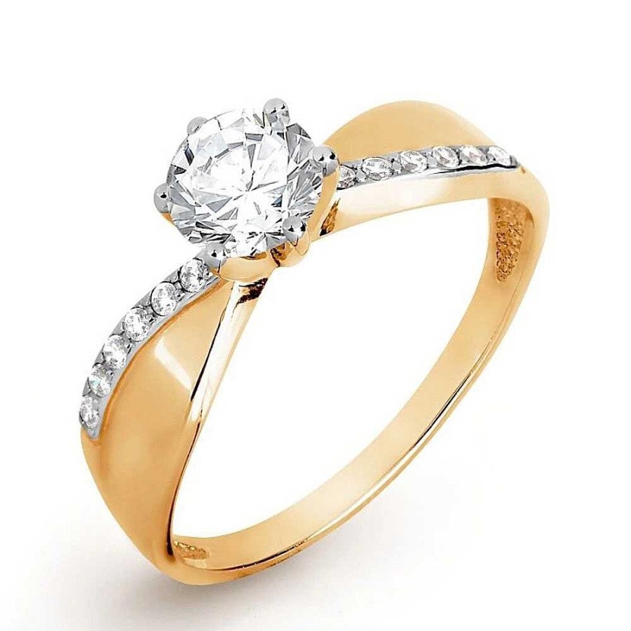 Ringe Zolotoy | Damen Ring 585 Rotgold Mit Zirkonia Steine Verlobungsring