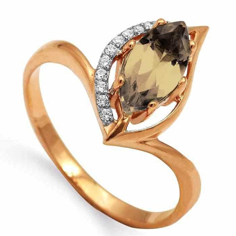 Ringe Zolotoy | Damen Ring Mit Rauchtopas Und Zirkonia - 585 Rotgold