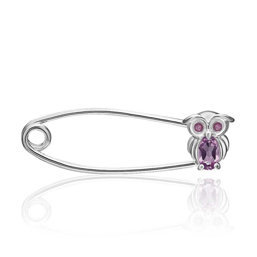 Broschen Zolotoy | Sicherheitsnadel Brosche 925 Silber Mit Amethyst Und Emaille