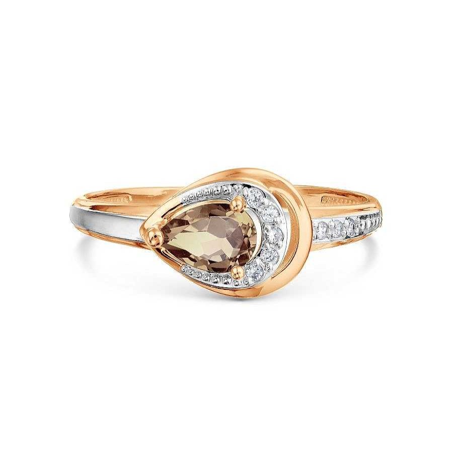 Ringe Zolotoy | Damen Ring Mit Rauchtopas Und Zirkonia 585 Gold