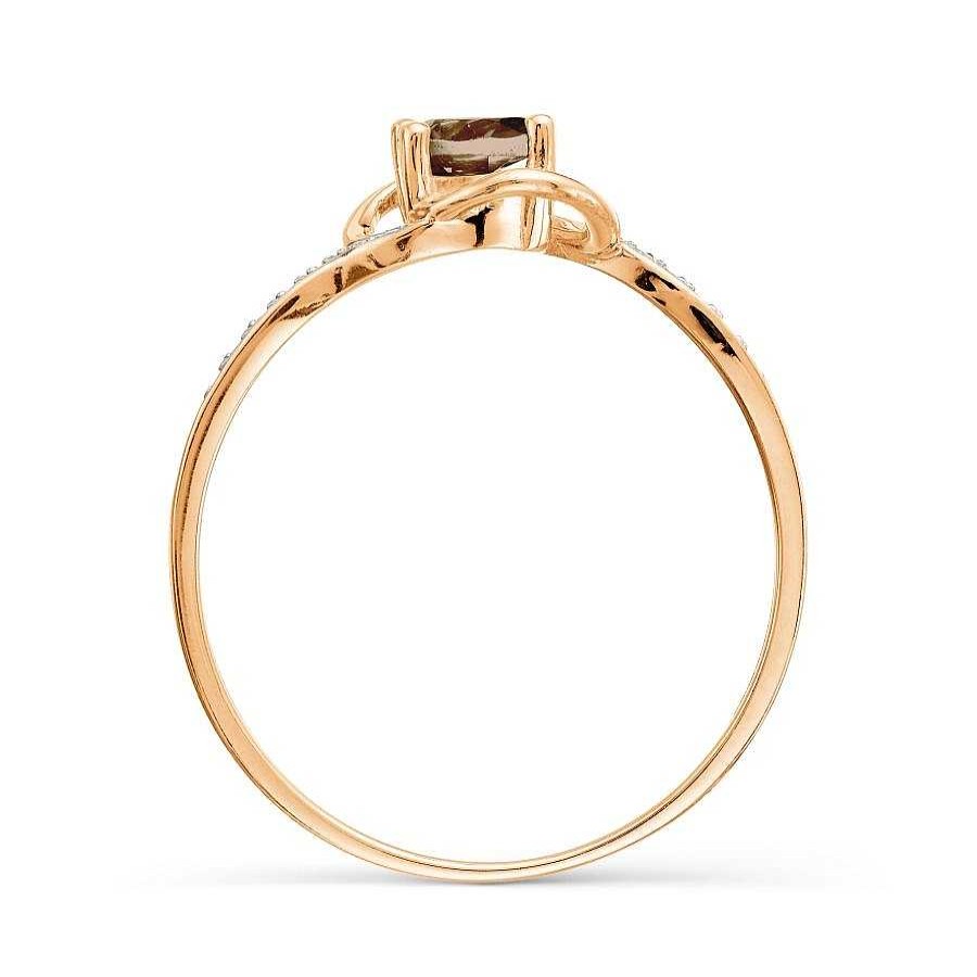 Ringe Zolotoy | Damen Ring 585 Rotgold Rauchtopas Und Zirkonia