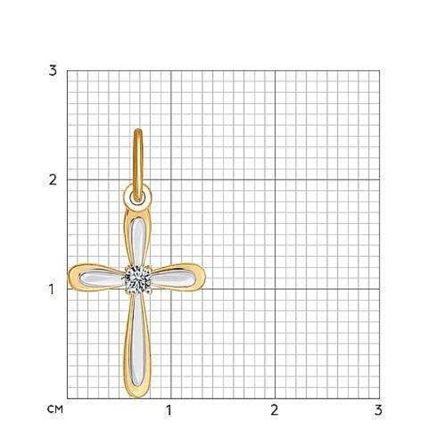 Kreuze Zolotoy | Kreuz Anh Nger Mit Zirkonia 585 Rotgold