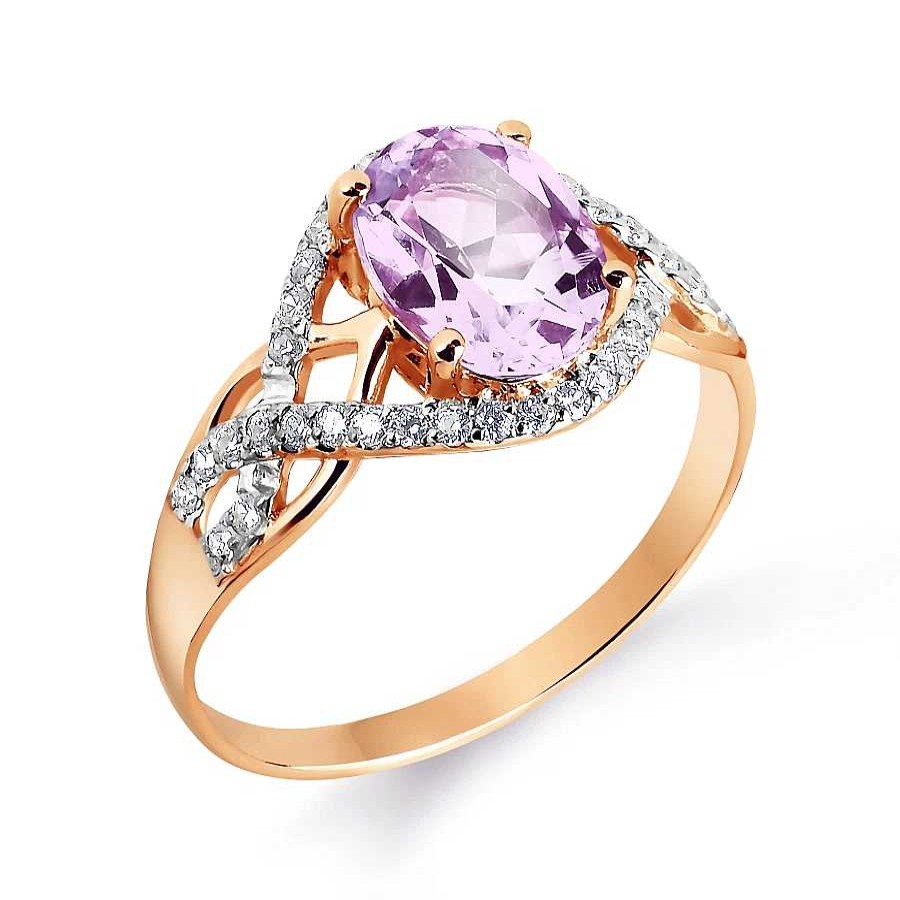 Ringe Zolotoy | Damen Ring Mit Amethyst Und Zirkonia 585 Rotgold