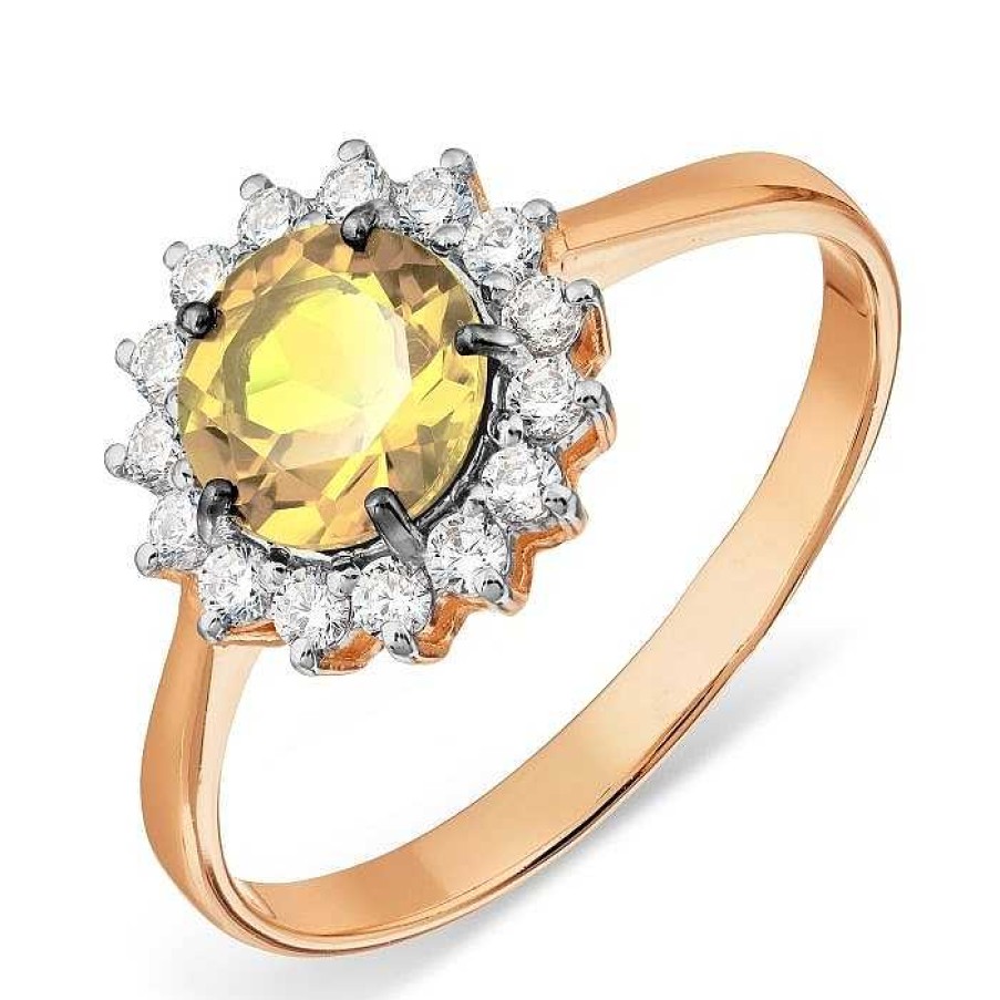 Ringe Zolotoy | Damen Ring 585 Rotgold Citrin Zirkonia