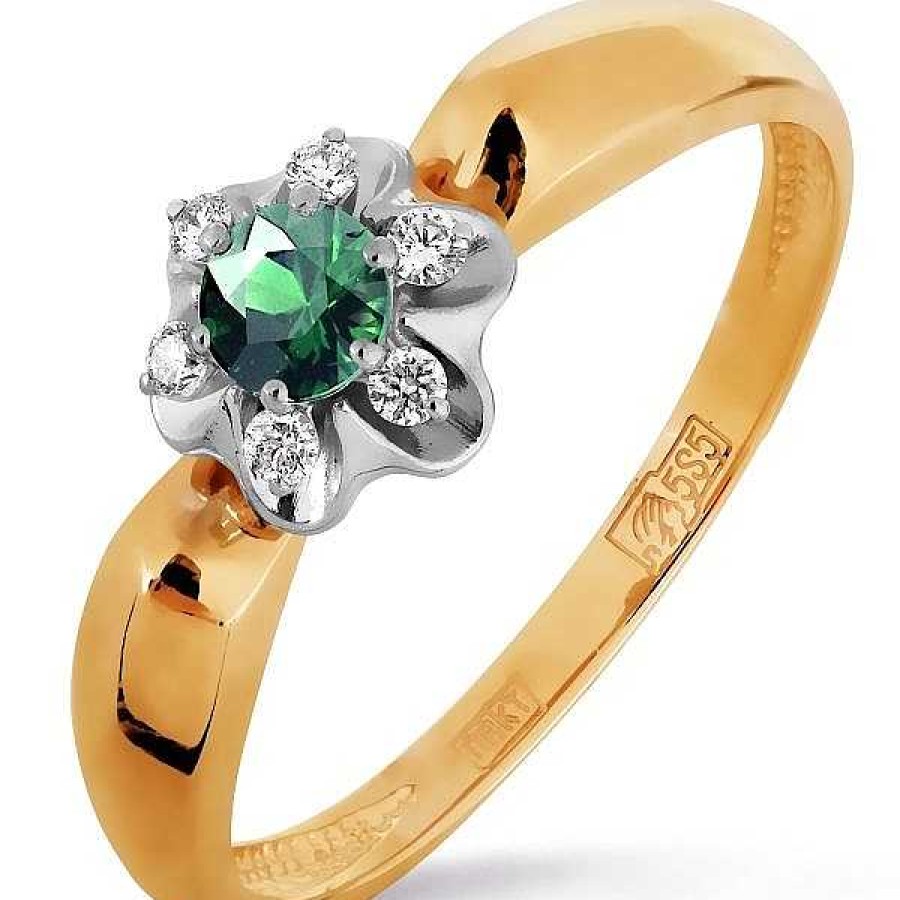 Ringe Zolotoy | Damen Ring Mit Smaragd Und Brillanten 585 Rotgold