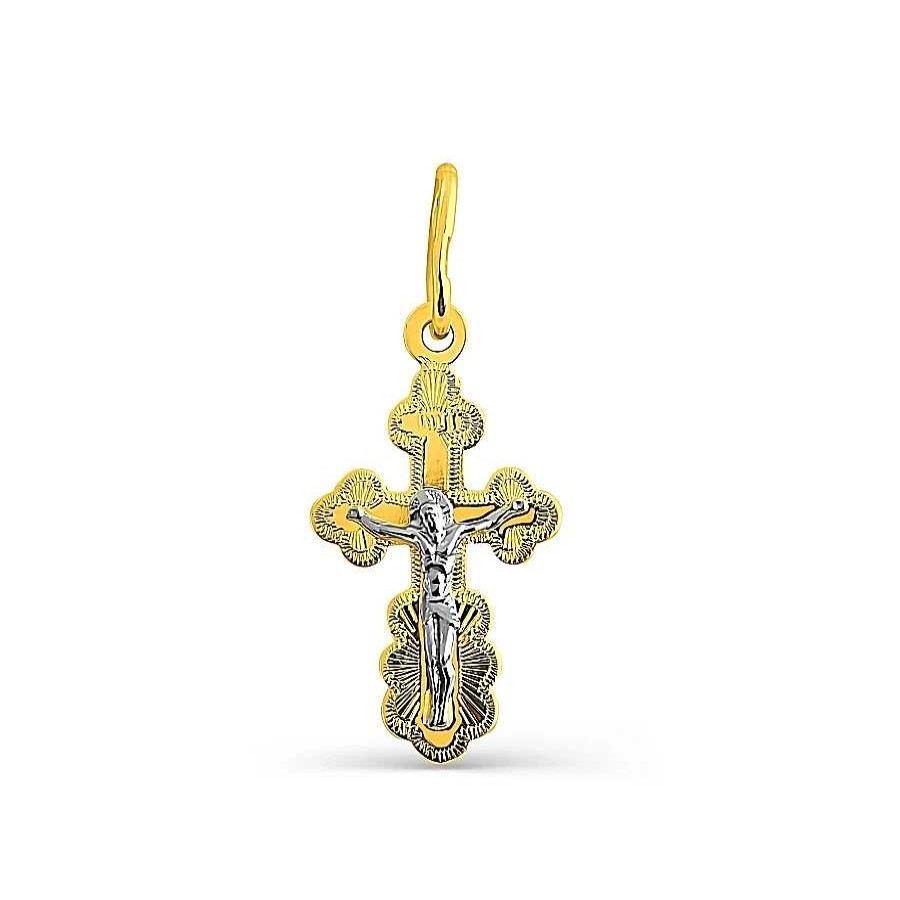 Kreuze Zolotoy | Kreuz Anh Nger "Orthodox" 585 Gelbgold Wei Gold