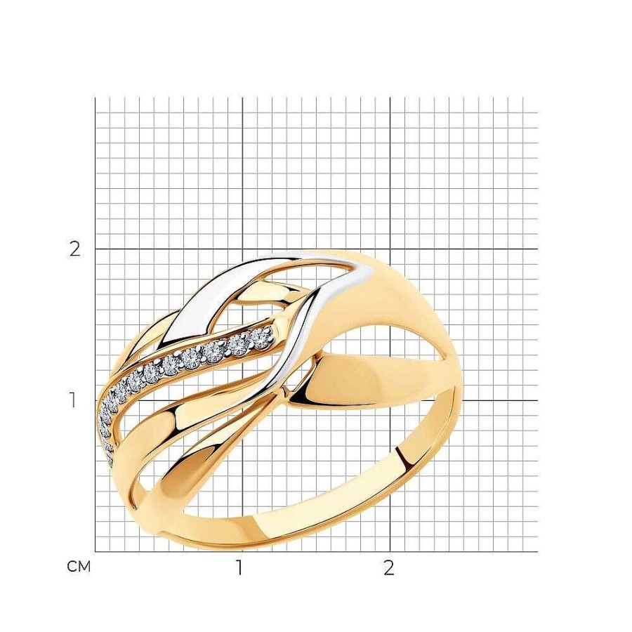 Ringe Zolotoy | Damen Ring 585 Rotgold Zirkonia Fingerring Bicolor