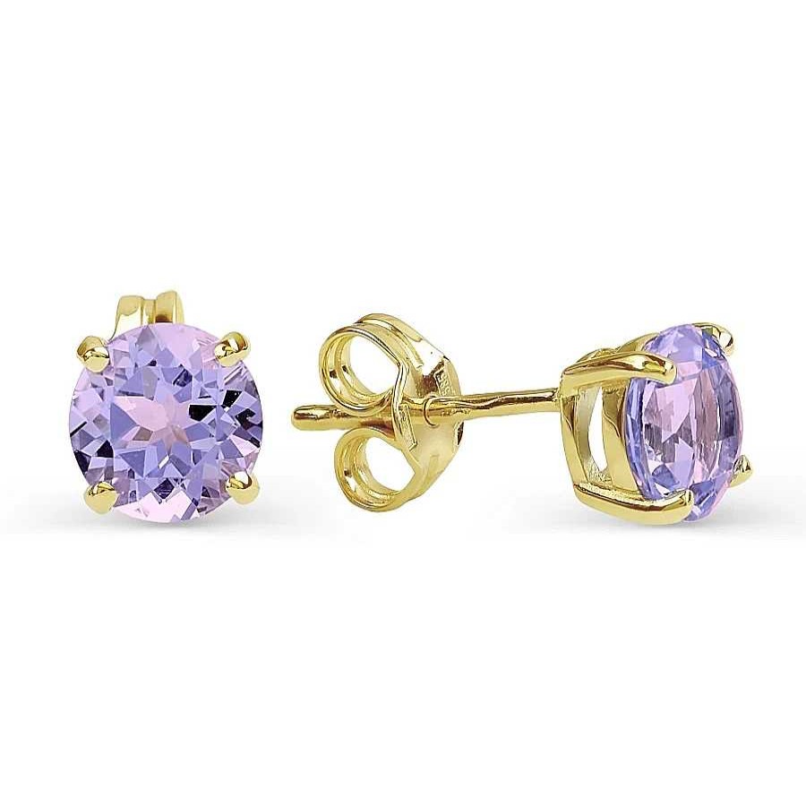 Ohrringe Zolotoy | Paar Ohrstecker 585 Gelbgold Amethyst