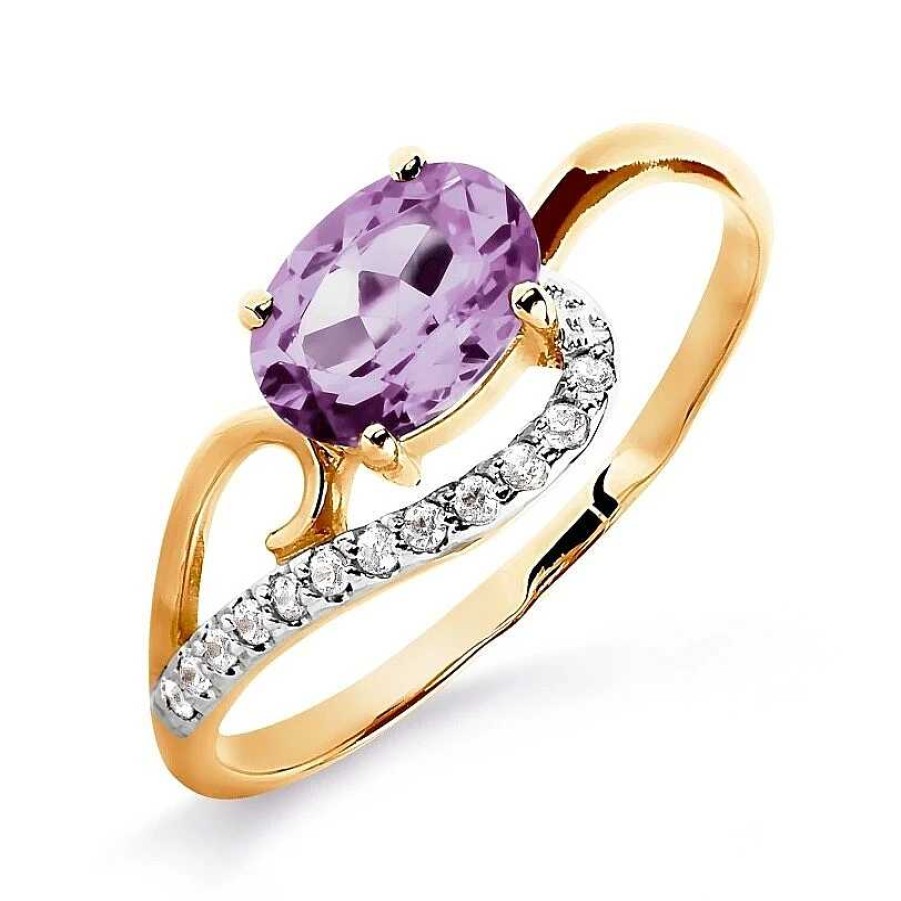 Ringe Zolotoy | Damen Ring 585 Rotgold Amethyst Zirkonia