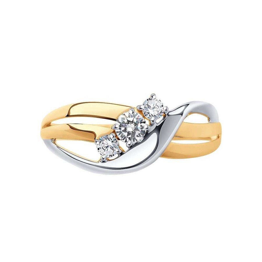 Ringe Zolotoy | Damen Ring 585 Rotgold Zirkonia Fingerring Bicolor