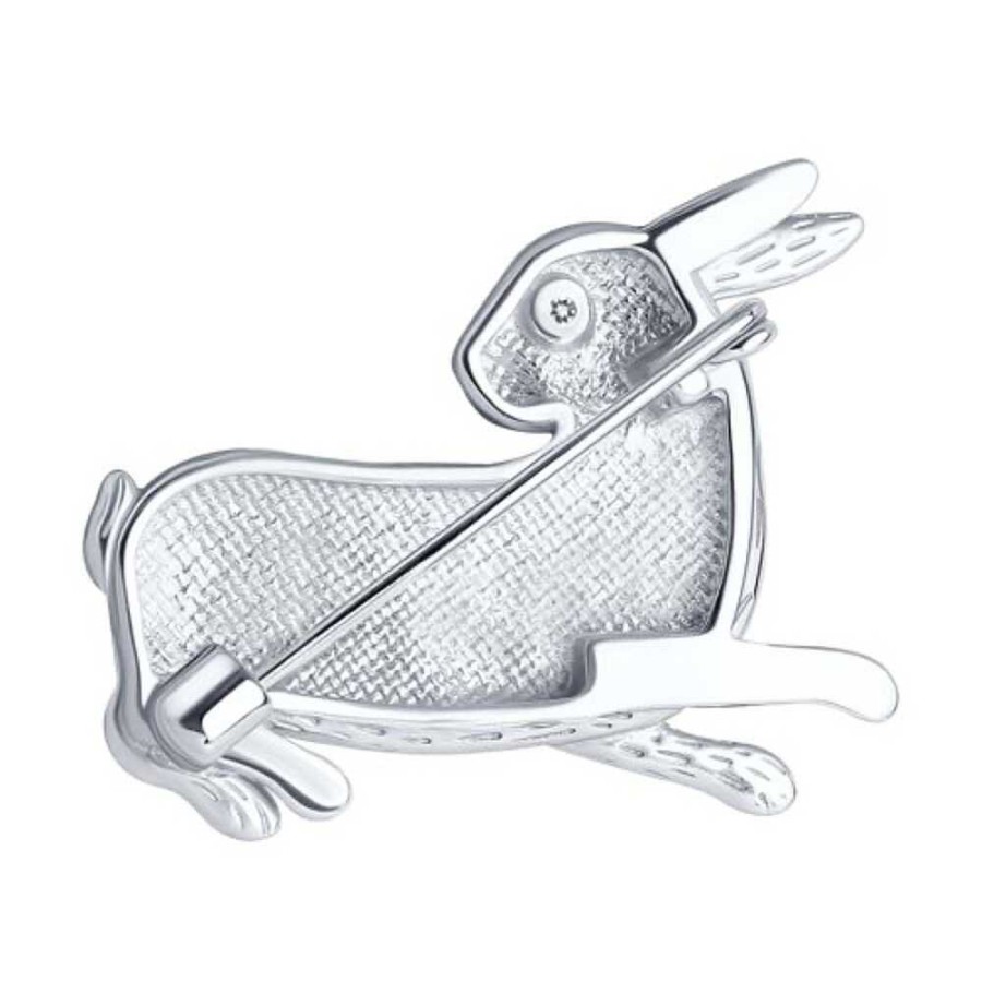 Broschen Zolotoy | Brosche "Hase" Mit Zirkonia 925 Silber