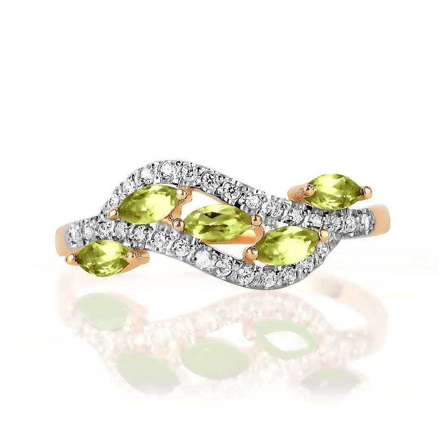 Ringe Zolotoy | Damen Ring Mit Chrysolithe Und Zirkonia 585 Rotgold