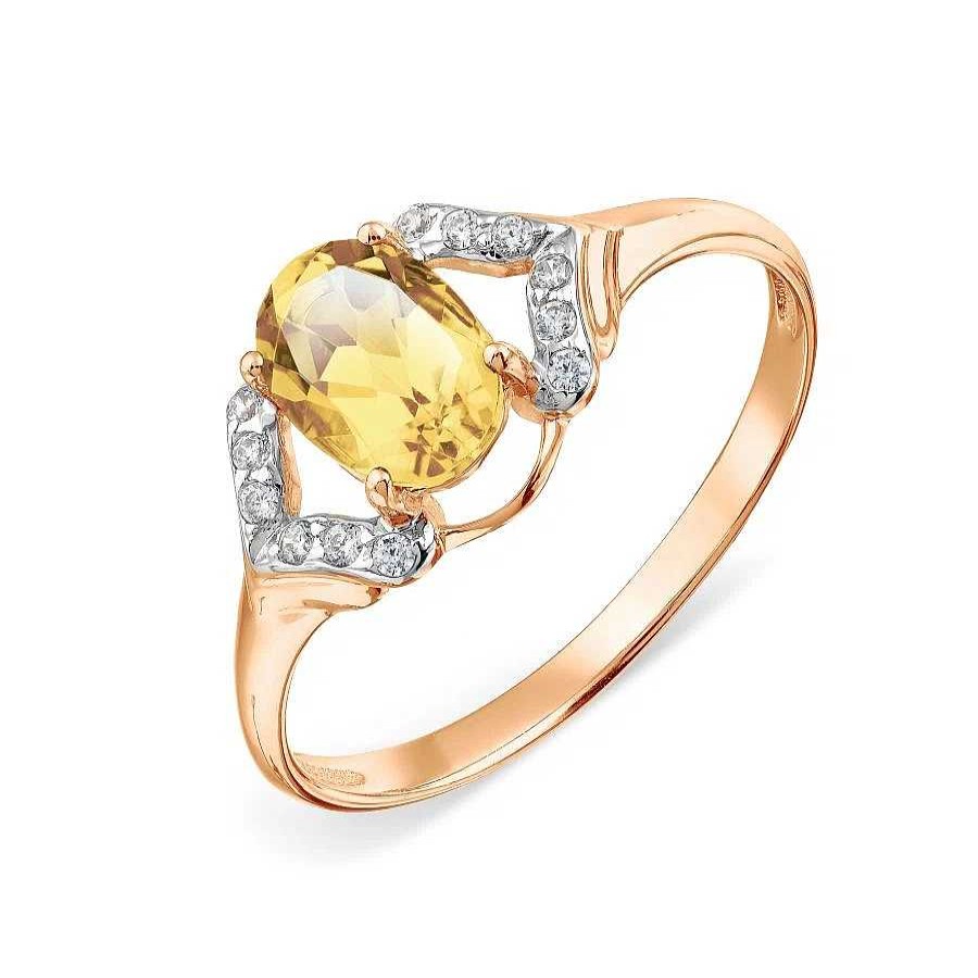 Ringe Zolotoy | Damen Ring Mit Citrin Und Zirkonia Gold 585