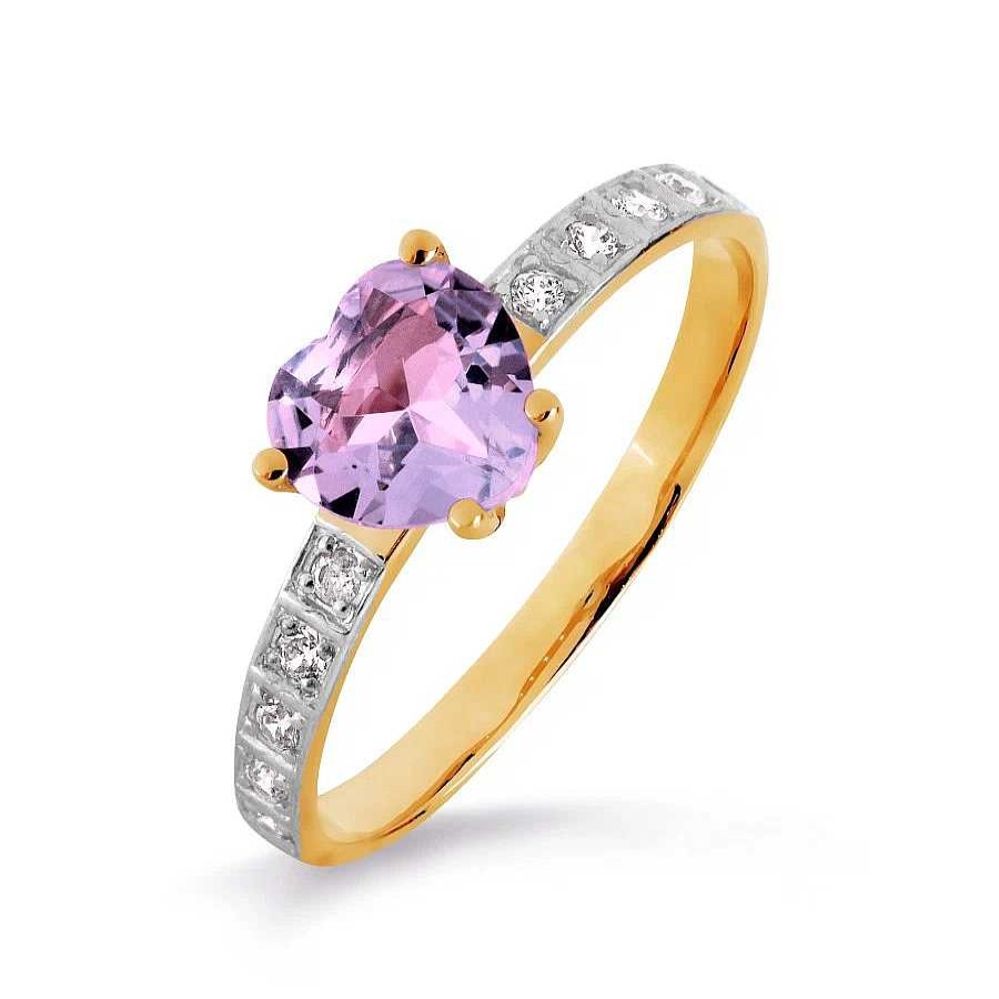 Ringe Zolotoy | Damen Ring 585 Rotgold Amethyst Und Zirkonia