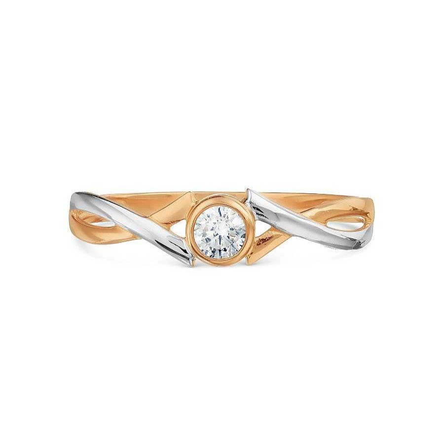 Ringe Zolotoy | Damen Ring 585 Rotgold Zirkonia Bicolor