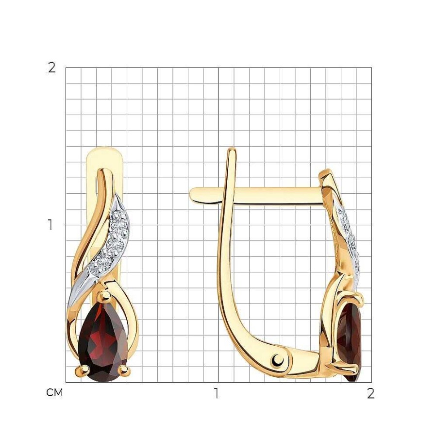 Ohrringe Zolotoy | Damen Ohrringe 585 Rotgold Granat Zirkonia