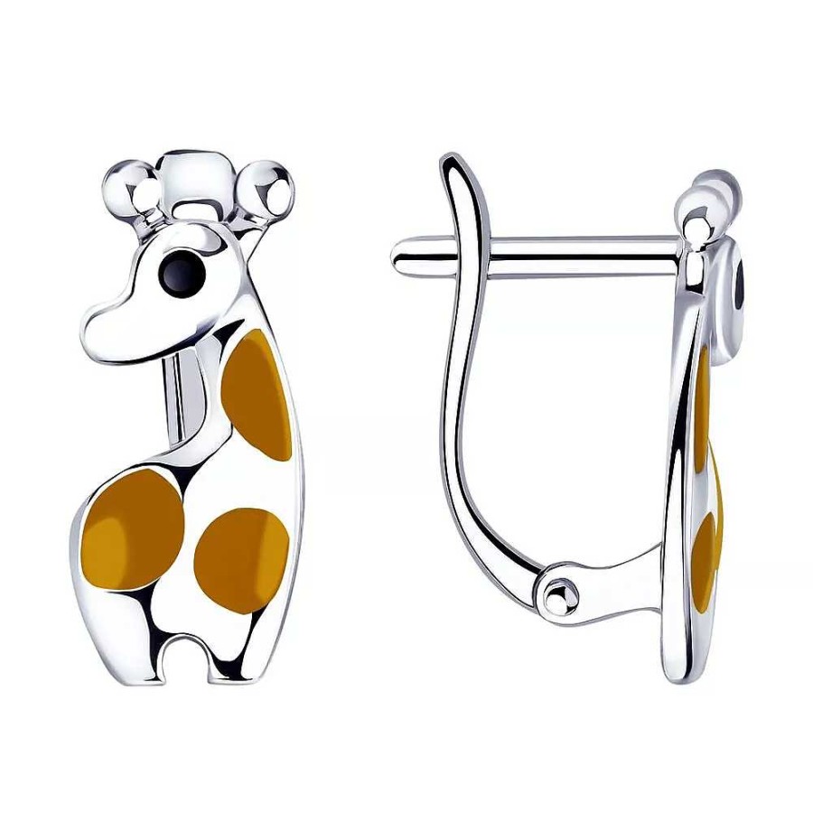 Ohrringe Zolotoy | Kinder Ohrringe Mit Emaille 925 Silber - Giraffe