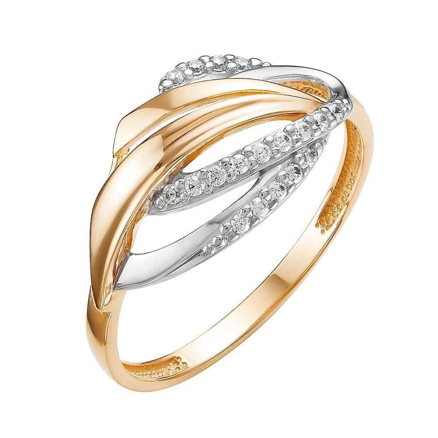 Ringe Zolotoy | Damen Ring 585 Rotgold Mit Zirkonia Bicolor