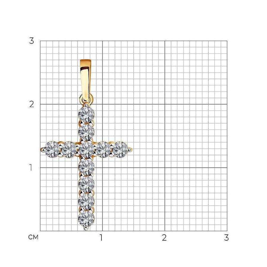 Kreuze Zolotoy | Kreuz Anh Nger Mit Zirkonia 375 Rotgold