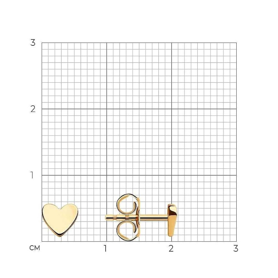 Ohrringe Zolotoy | Paar Ohrstecker 585 Rotgold Herzchen