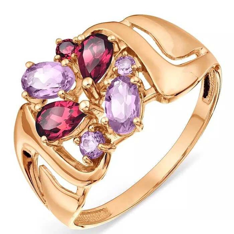 Ringe Zolotoy | Damen Ring 585 Rotgold Edelsteine Amethyst Rhodolith