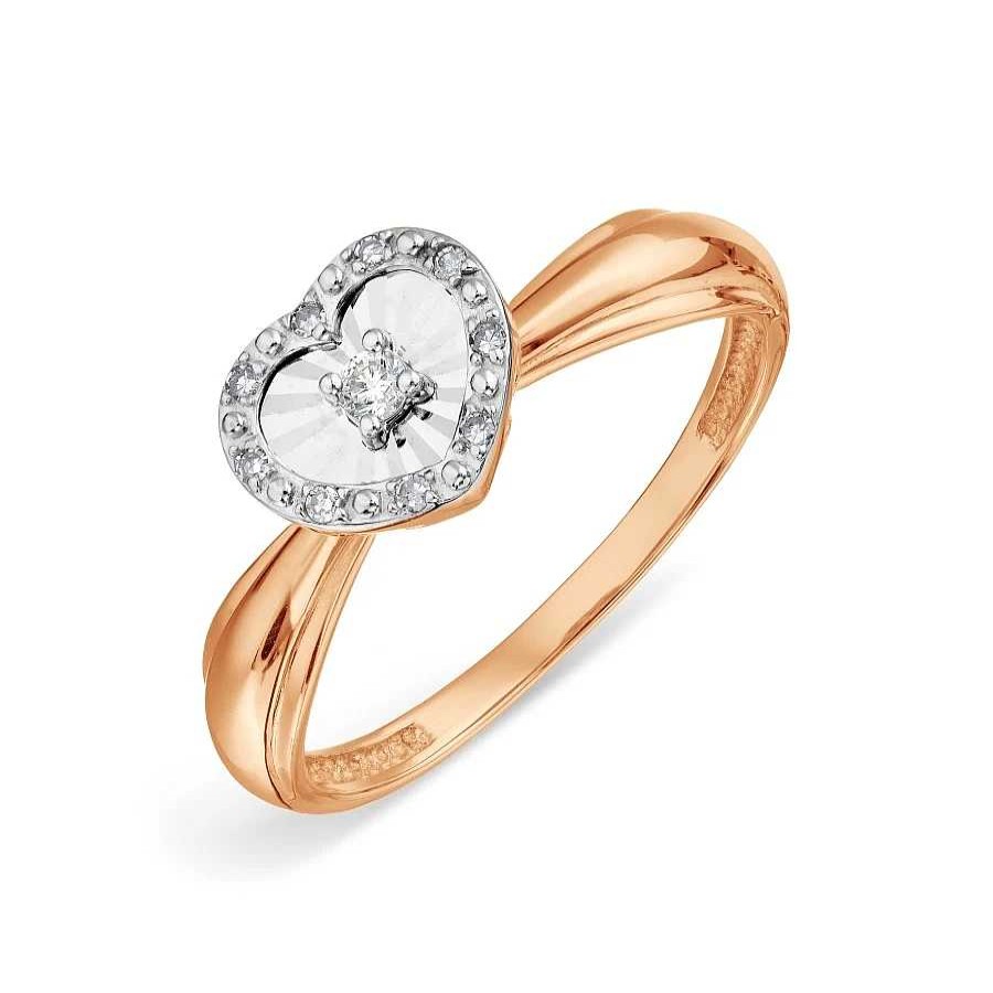 Ringe Zolotoy | Damen Ring Herz 585 Rotgold Brillant