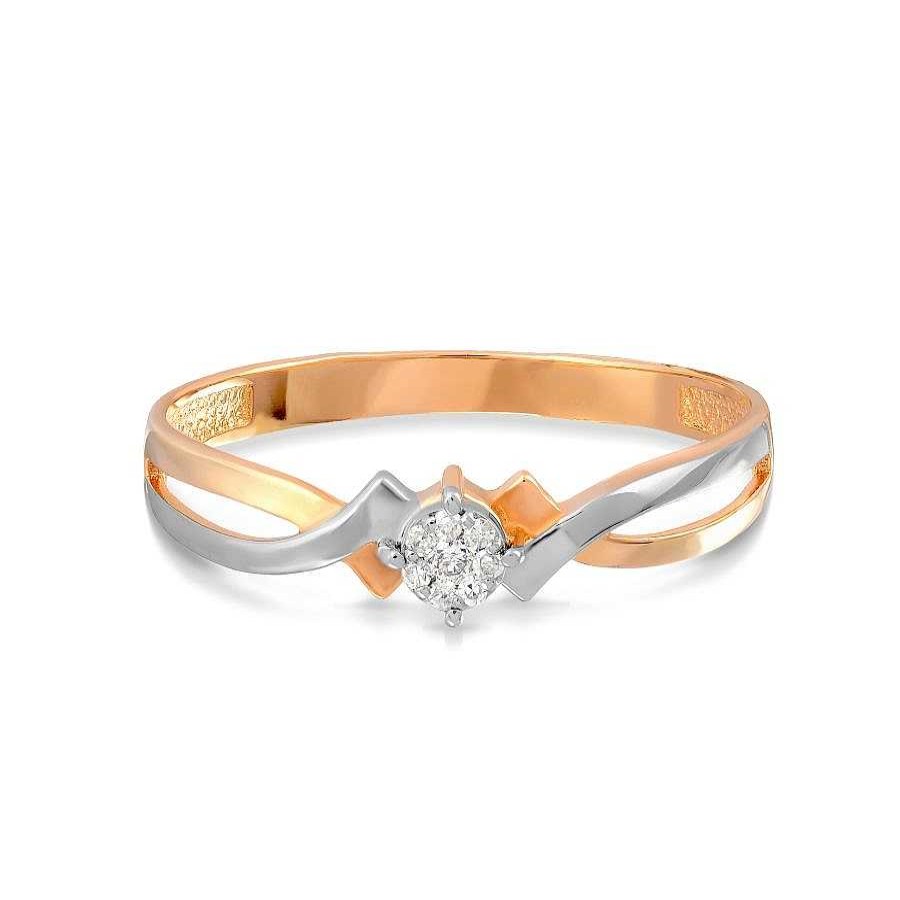 Ringe Zolotoy | Goldring Solit Rring Mit Brillanten 585 Rotgold Bicolor