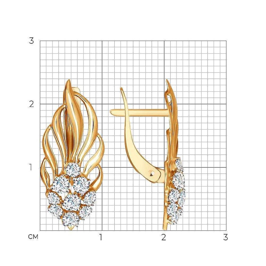 Ohrringe Zolotoy | Ohrringe "Flame" Mit Zirkonia 585 Rotgold