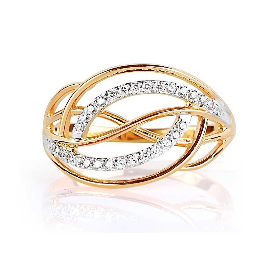 Ringe Zolotoy | Damen Ring Mit 28 Zirkonia 375 Rotgold