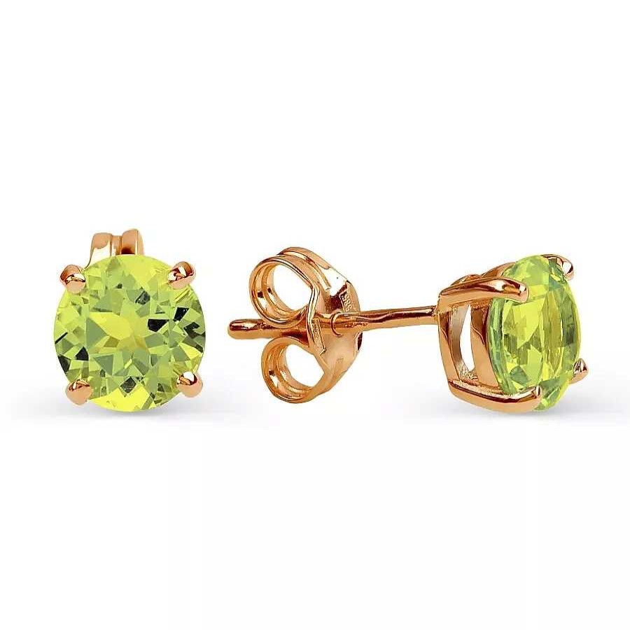 Ohrringe Zolotoy | Paar Ohrstecker 585 Rotgold Peridot