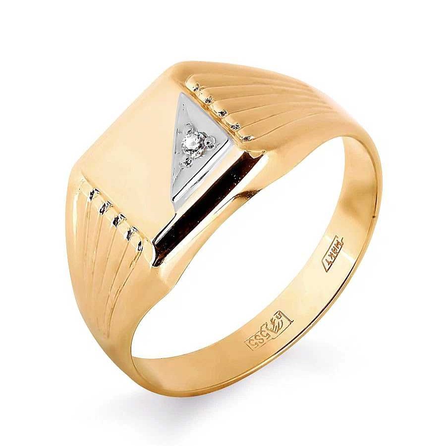 Ringe Zolotoy | Herren Ring Siegelring Mit Zirkonia 585 Rotgold