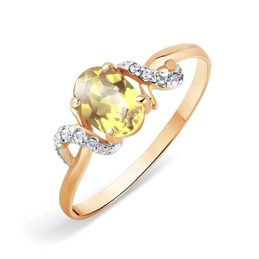 Ringe Zolotoy | Damen Ring 585 Rotgold Citrin Zirkonia