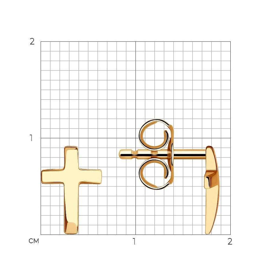 Ohrringe Zolotoy | Paar Ohrstecker 585 Rotgold Kreuze