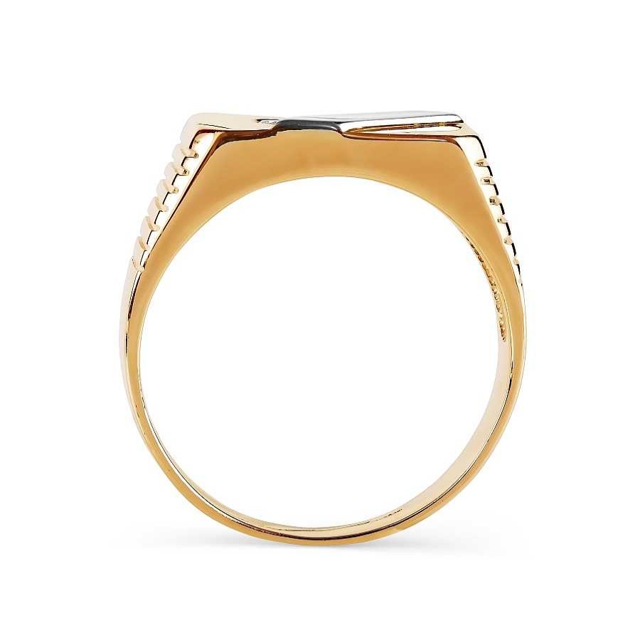 Ringe Zolotoy | Herren Ring 585 Rotgold Zirkonia Wei Gold Hochglanzpoliert