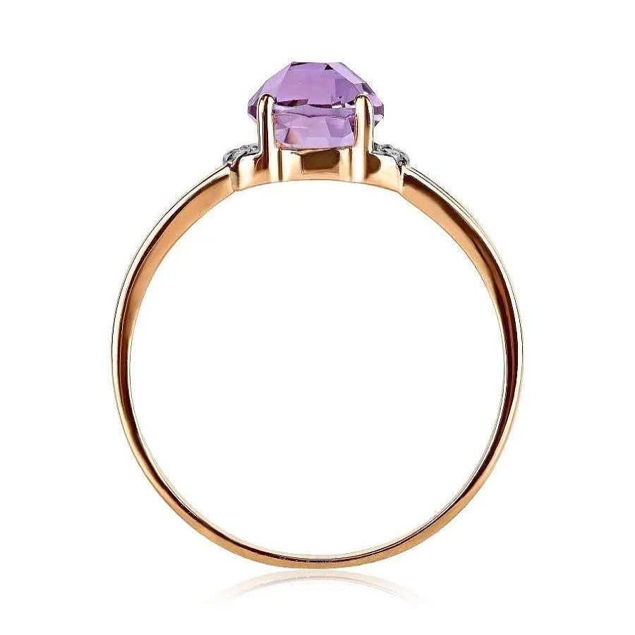 Ringe Zolotoy | Damen Ring 585 Rotgold Amethyst Und Zirkonia